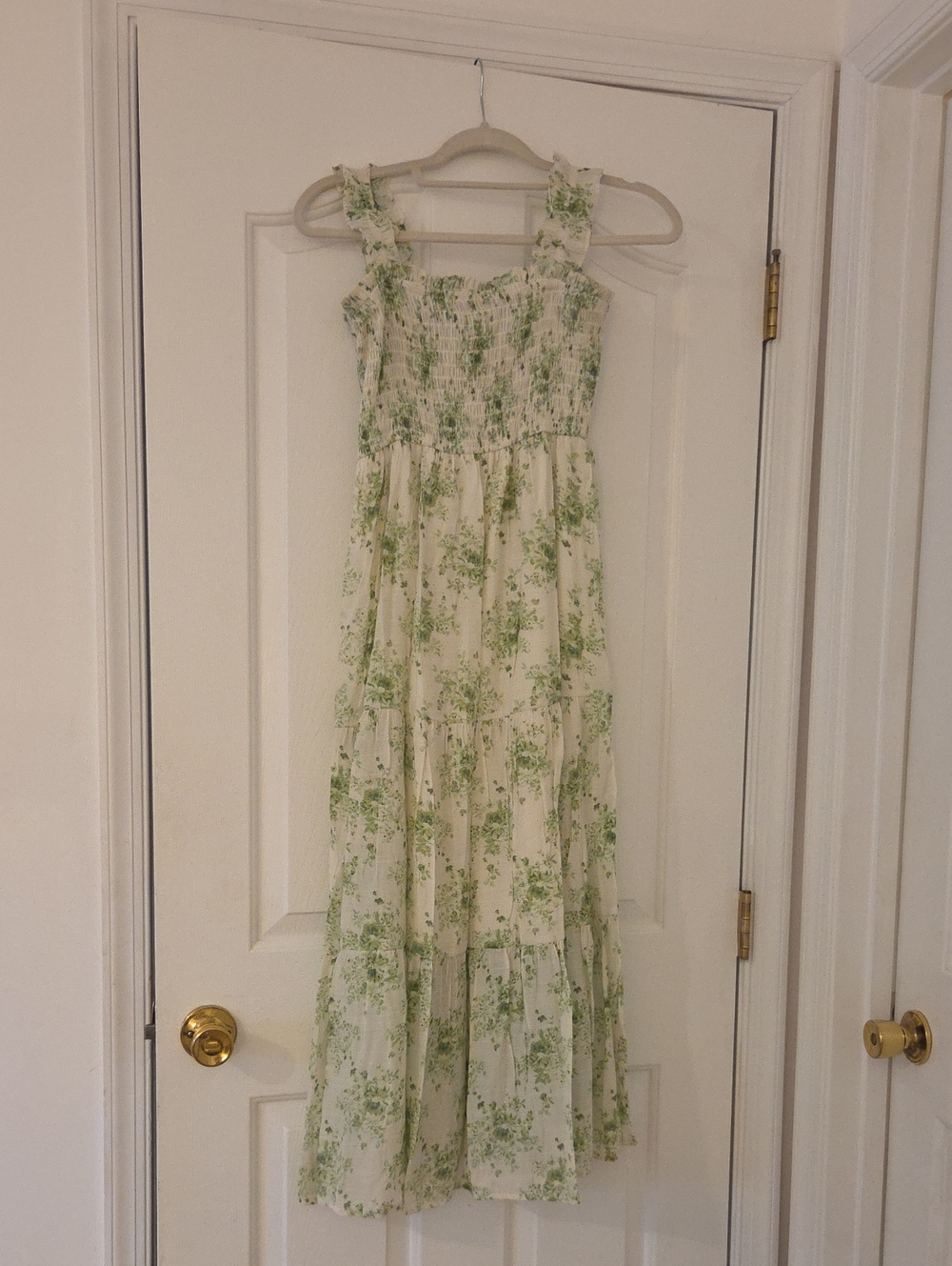 Liberty Love Cream Maxi Dress with Green Floral Print